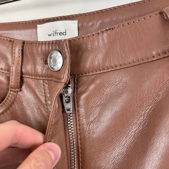 Wilfred Melina Faux Leather Pants Brown Size 0 High Rise Straight Leg Aritzia - Picture 8 of 11